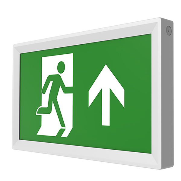 CQR LED Emergency Slimline Exit Box c/w Arrow Up Legend - White