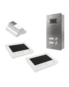 Videx 2 Way Flush Vandal Resistant Video Kit with 7" Handsfree Monitors
