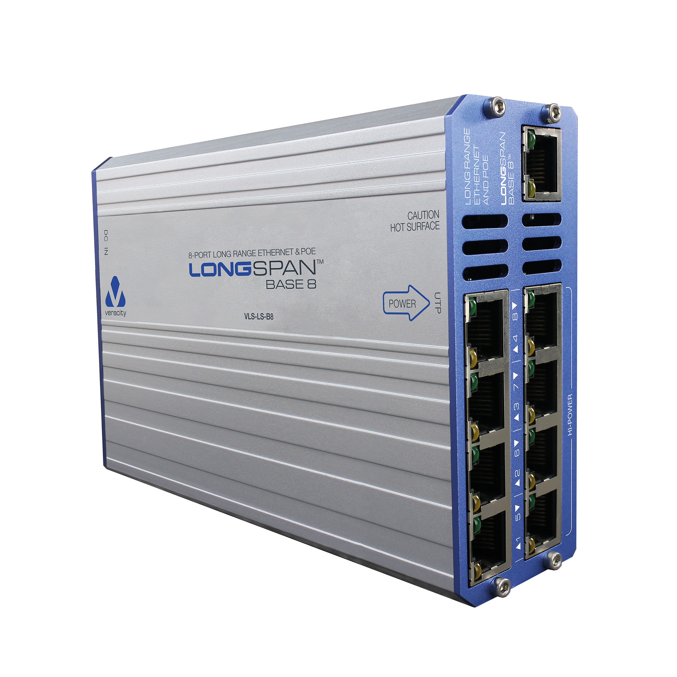 Veracity LONGSPAN Base 8 Channel Long Range Ethernet and POE Extender