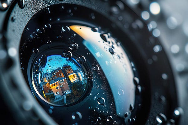 A Camera with water on the lens