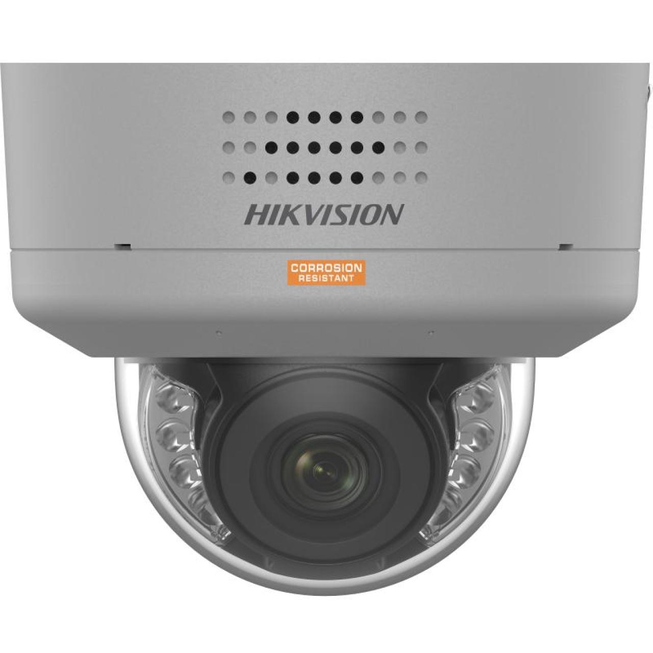 Hikvision 4MP ColorVu polymer anti-corrosion PTR dome camera, front view