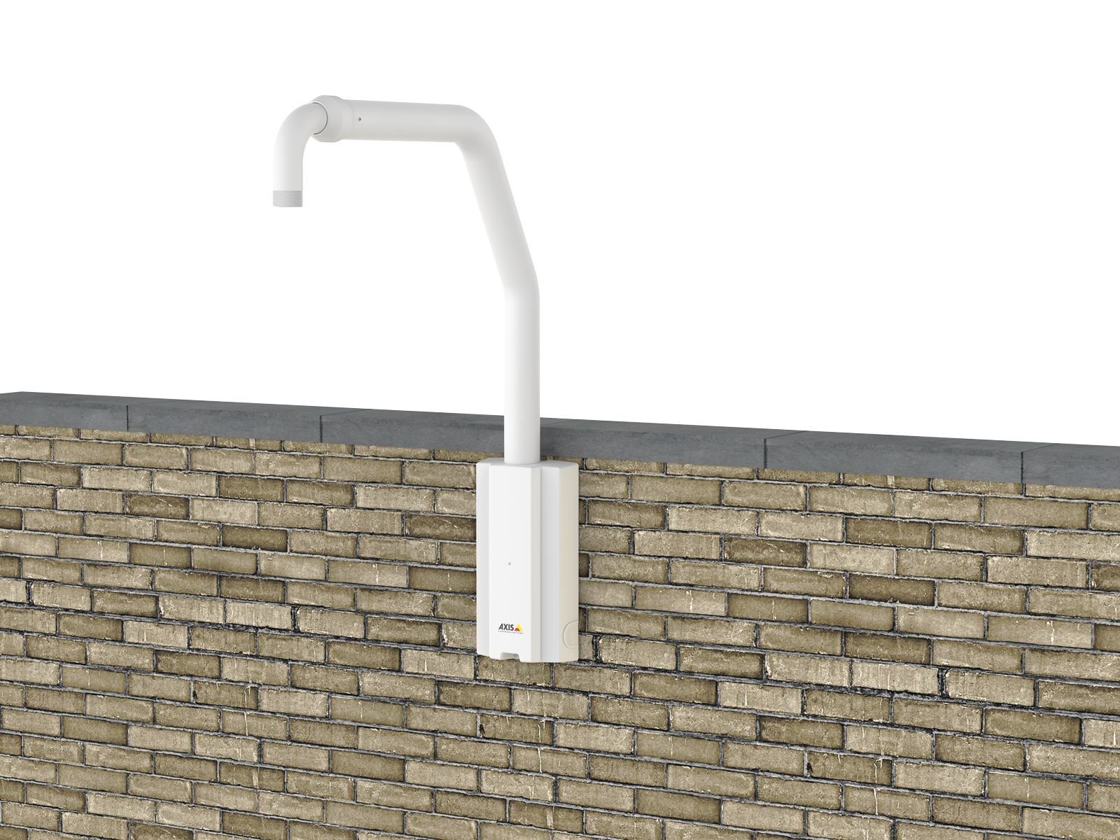 Axis telescopic parapet mount installed on a brick parapet wall